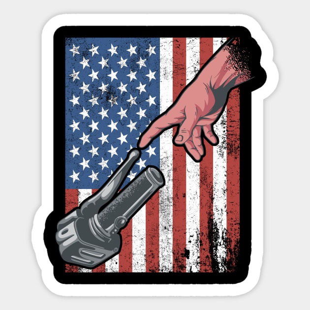 Motorcycle Creation of Adam American Flag Sticker by Ramadangonim